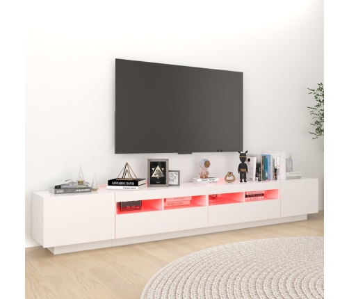 Mueble para TV con luces LED blanco 260x35x40 cm