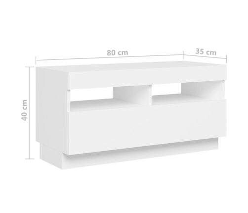 Mueble para TV con luces LED blanco 260x35x40 cm