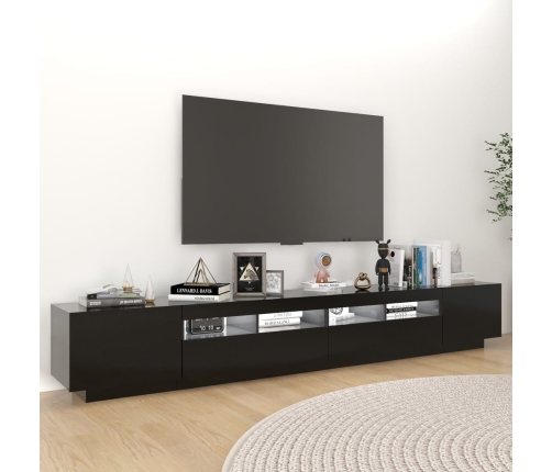 Mueble para TV con luces LED negro 260x35x40 cm