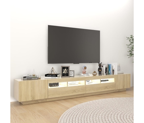 Armario TV con luces LED color roble Sonoma 260x35x40 cm