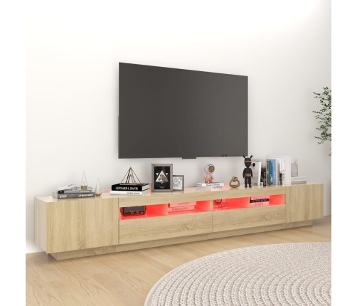 Armario TV con luces LED color roble Sonoma 260x35x40 cm