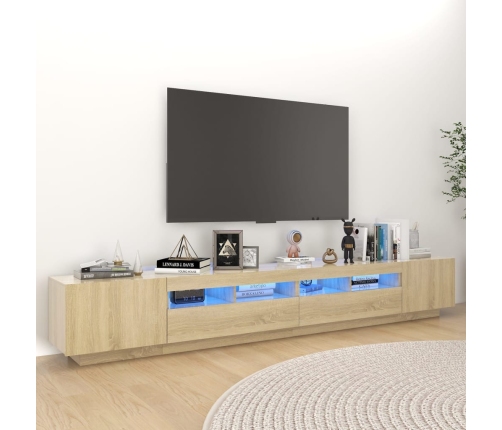 Armario TV con luces LED color roble Sonoma 260x35x40 cm