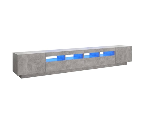 vidaXL Mueble para TV con luces LED gris hormigón 260x35x40 cm