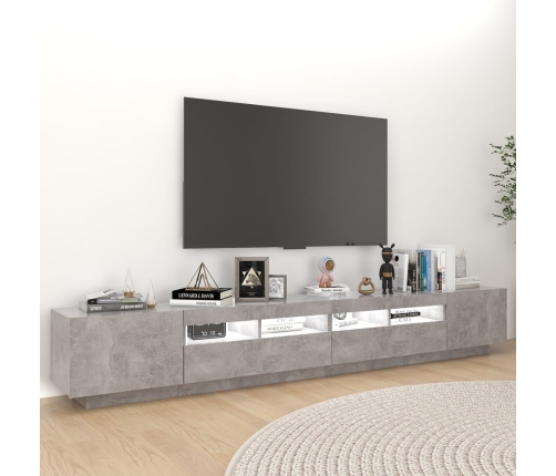 vidaXL Mueble para TV con luces LED gris hormigón 260x35x40 cm