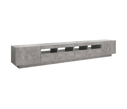 vidaXL Mueble para TV con luces LED gris hormigón 260x35x40 cm