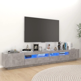 Mueble para TV con luces LED gris hormigón 260x35x40 cm