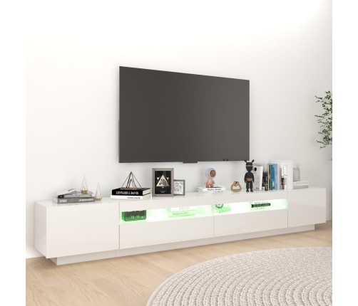 Mueble para TV con luces LED blanco brillante 260x35x40 cm