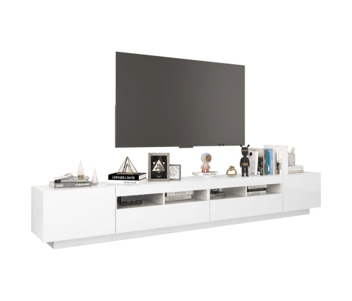 Mueble para TV con luces LED blanco brillante 260x35x40 cm