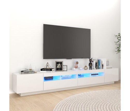 Mueble para TV con luces LED blanco brillante 260x35x40 cm