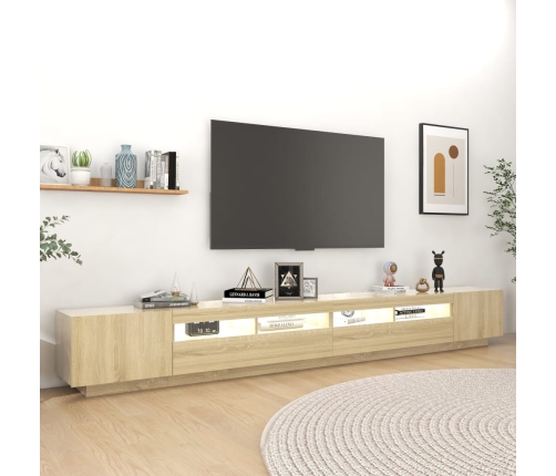 vidaXL Armario TV con luces LED color roble Sonoma 300x35x40 cm