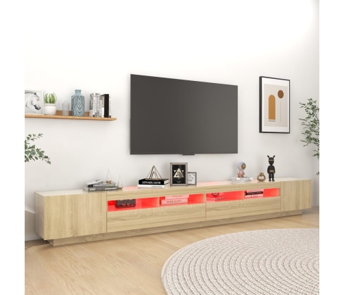 vidaXL Armario TV con luces LED color roble Sonoma 300x35x40 cm