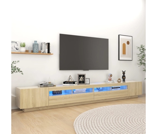 vidaXL Armario TV con luces LED color roble Sonoma 300x35x40 cm