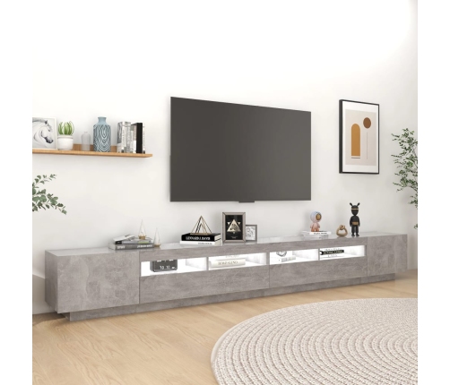 Mueble para TV con luces LED gris hormigón 300x35x40 cm