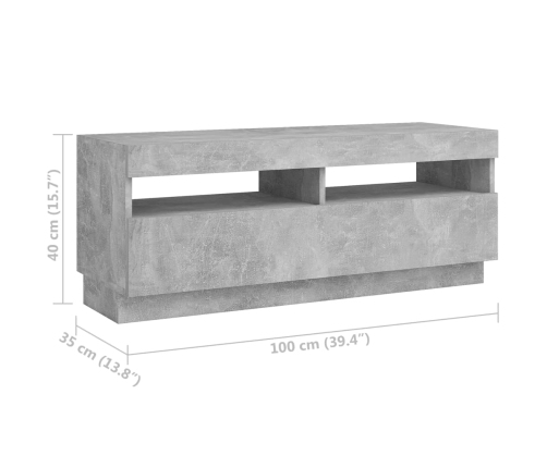 Mueble para TV con luces LED gris hormigón 300x35x40 cm