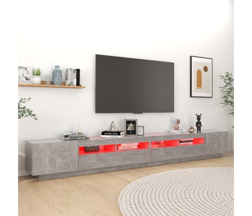 Mueble para TV con luces LED gris hormigón 300x35x40 cm