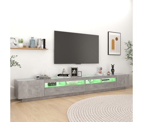 Mueble para TV con luces LED gris hormigón 300x35x40 cm