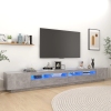 vidaXL Mueble para TV con luces LED gris hormigón 300x35x40 cm