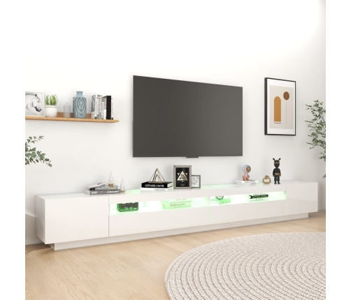 Mueble para TV con luces LED blanco brillante 300x35x40 cm