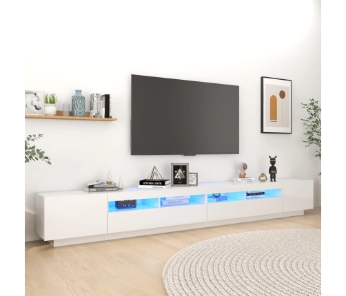 Mueble para TV con luces LED blanco brillante 300x35x40 cm