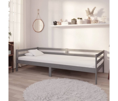 Sofá cama sin colchón madera maciza de pino gris 90x200 cm