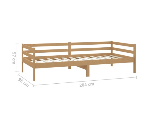 Sofá cama sin colchón madera maciza pino marrón miel 90x200 cm