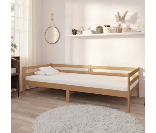 Sofá cama sin colchón madera maciza pino marrón miel 90x200 cm