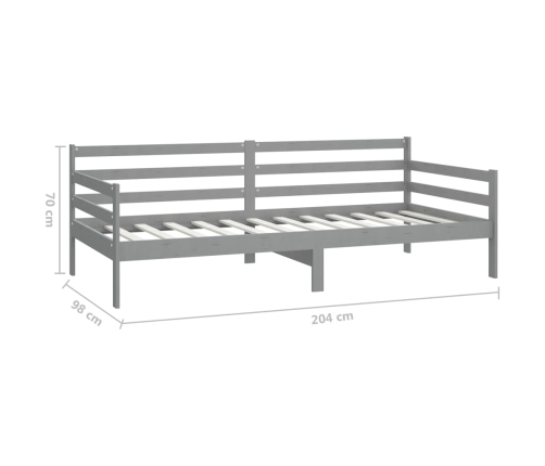 vidaXL Sofá cama madera maciza de pino gris 90x200 cm