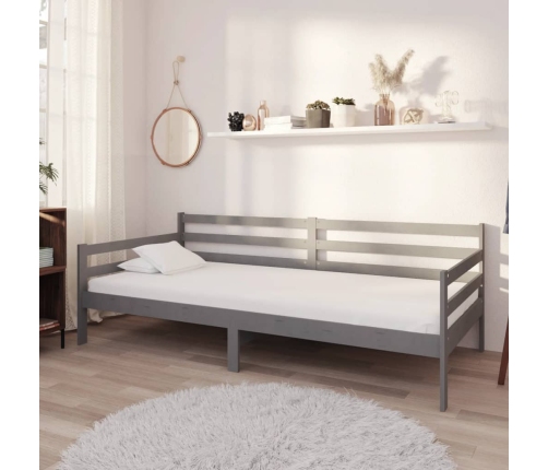 vidaXL Sofá cama madera maciza de pino gris 90x200 cm