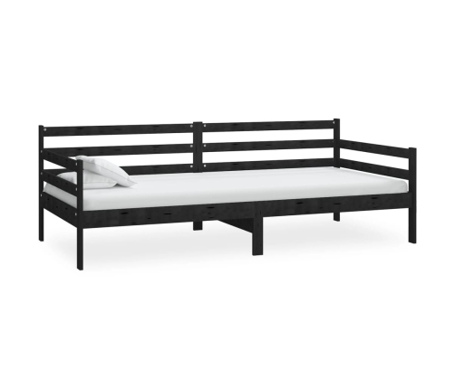 Sofá cama sin colchón madera maciza de pino negro 90x200 cm