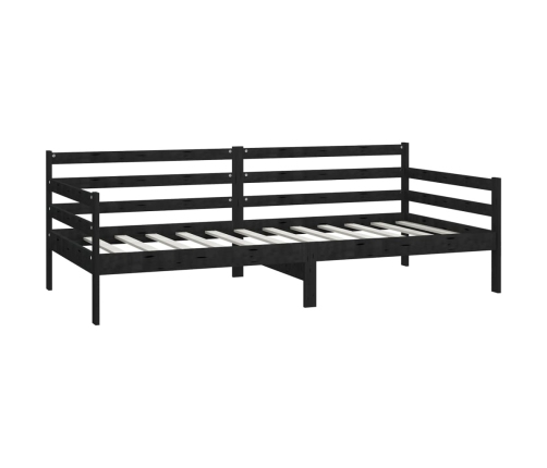 Sofá cama sin colchón madera maciza de pino negro 90x200 cm