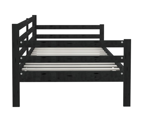 Sofá cama sin colchón madera maciza de pino negro 90x200 cm