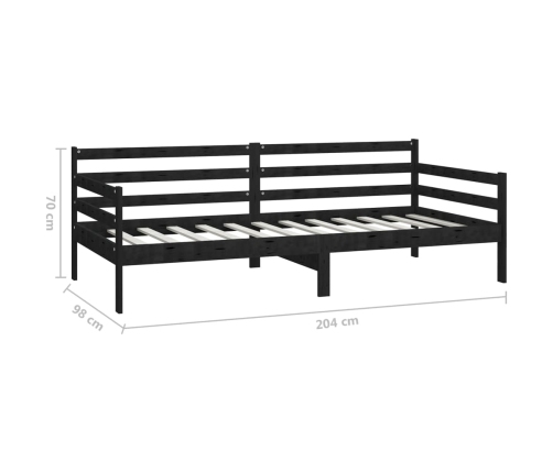 Sofá cama sin colchón madera maciza de pino negro 90x200 cm