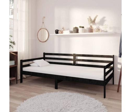 Sofá cama sin colchón madera maciza de pino negro 90x200 cm