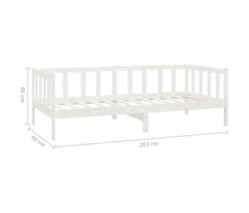 vidaXL Cama de día de madera maciza de pino blanco 90x200 cm