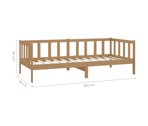 vidaXL Cama de día de madera maciza de pino marrón miel 90x200 cm