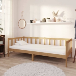 Sofá cama sin colchón madera maciza pino marrón miel 90x200 cm