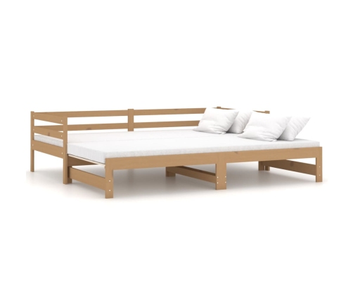 Sofá cama extraíble madera maciza pino marrón miel 2x(90x200)cm