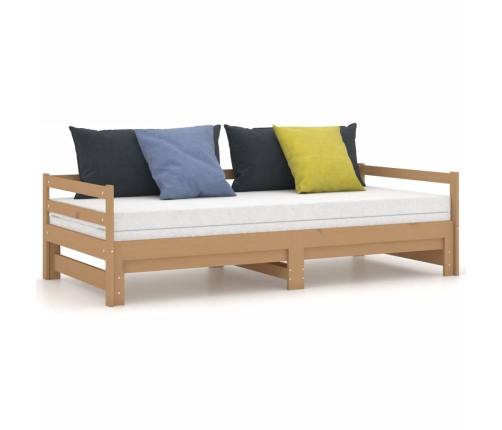 Sofá cama extraíble madera maciza pino marrón miel 2x(90x200)cm