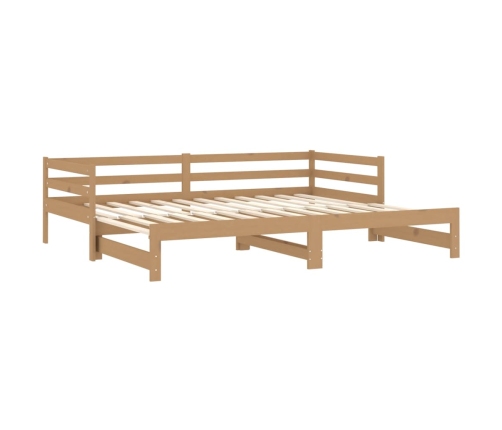 Sofá cama extraíble madera maciza pino marrón miel 2x(90x200)cm