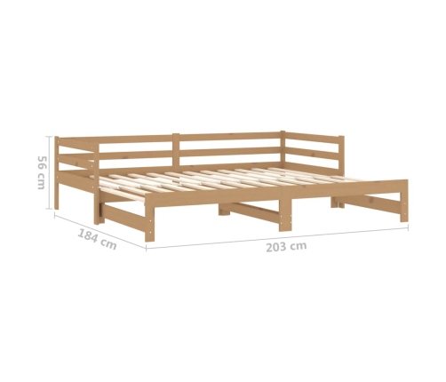 Sofá cama extraíble madera maciza pino marrón miel 2x(90x200)cm