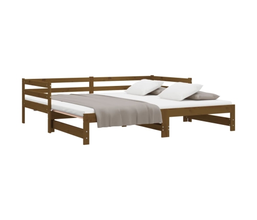 Sofá cama extraíble madera maciza pino marrón miel 2x(90x200)cm