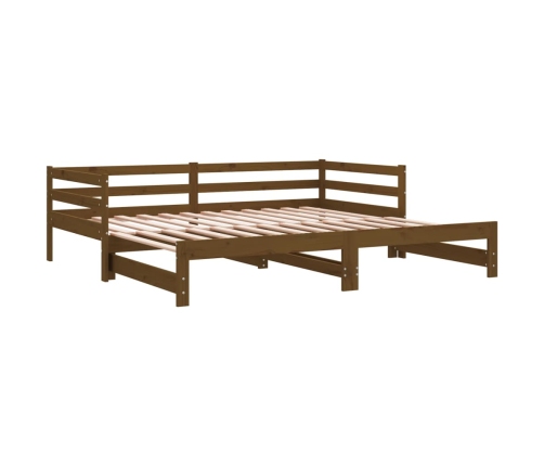 Sofá cama extraíble madera maciza pino marrón miel 2x(90x200)cm