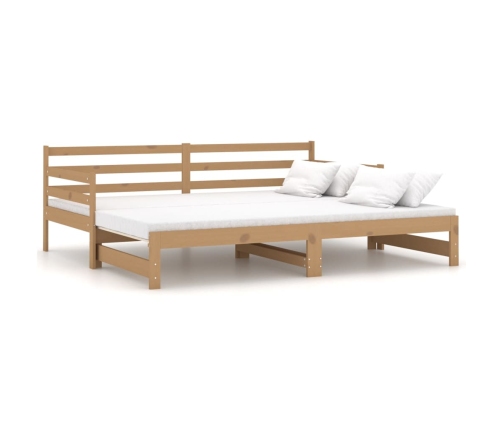 Sofá cama extraíble madera maciza pino marrón miel 2x(90x200)cm