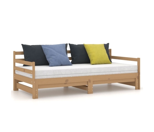 Sofá cama extraíble madera maciza pino marrón miel 2x(90x200)cm