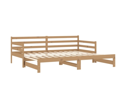 Sofá cama extraíble madera maciza pino marrón miel 2x(90x200)cm