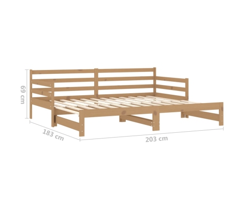 Sofá cama extraíble madera maciza pino marrón miel 2x(90x200)cm