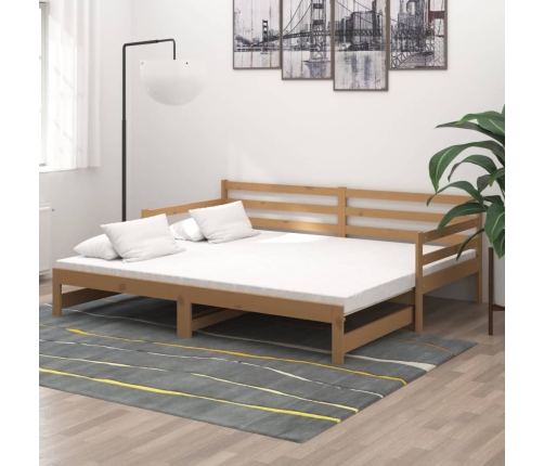 Sofá cama extraíble madera maciza pino marrón miel 2x(90x200)cm