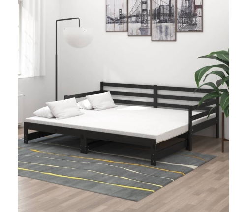 Sofá cama extraíble sin colchón negro 2x(90x200) cm