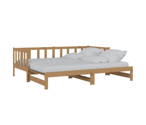 Sofá cama extraíble madera de pino marrón miel 2x(90x200) cm