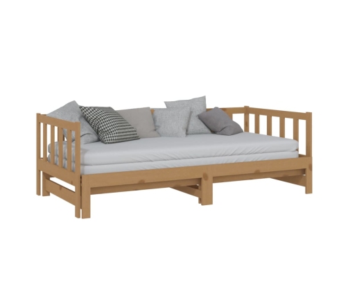 Sofá cama extraíble madera de pino marrón miel 2x(90x200) cm